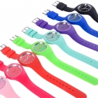 Relógio de pulso quartz com pulseira de silicone esportivo - Azul