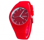 Relógio de pulso quartz com pulseira de silicone esportivo - Vermelho